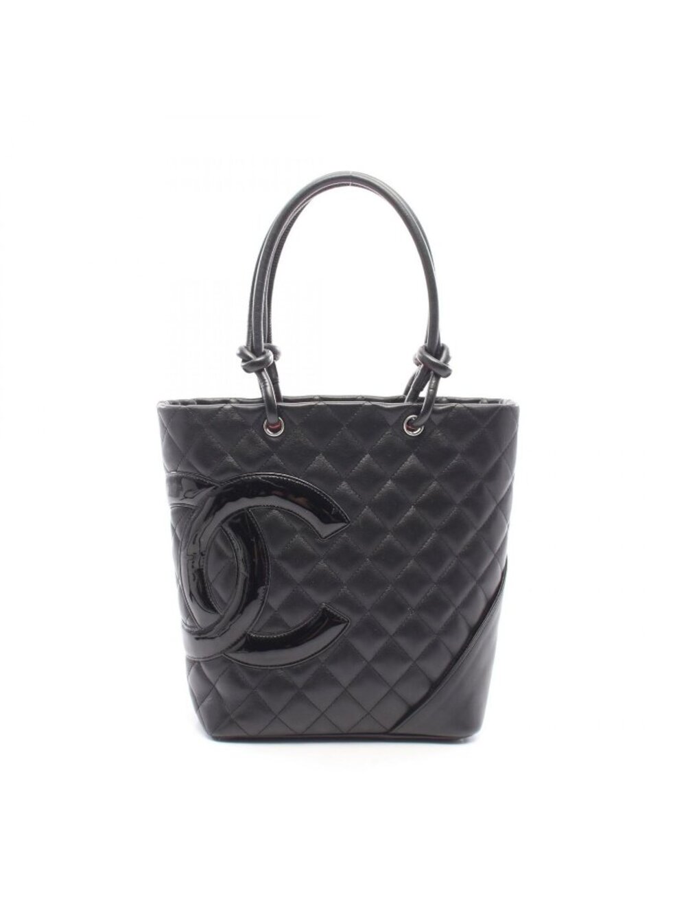 Chanel Tote Bag Cambon Line Medium Black Leather Patent